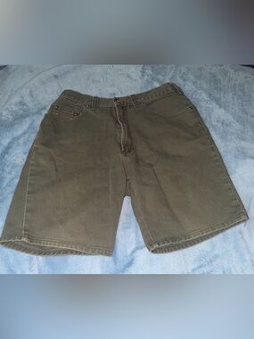 Vintage Route 66 Men's Olive/Taupe Denim Shorts
